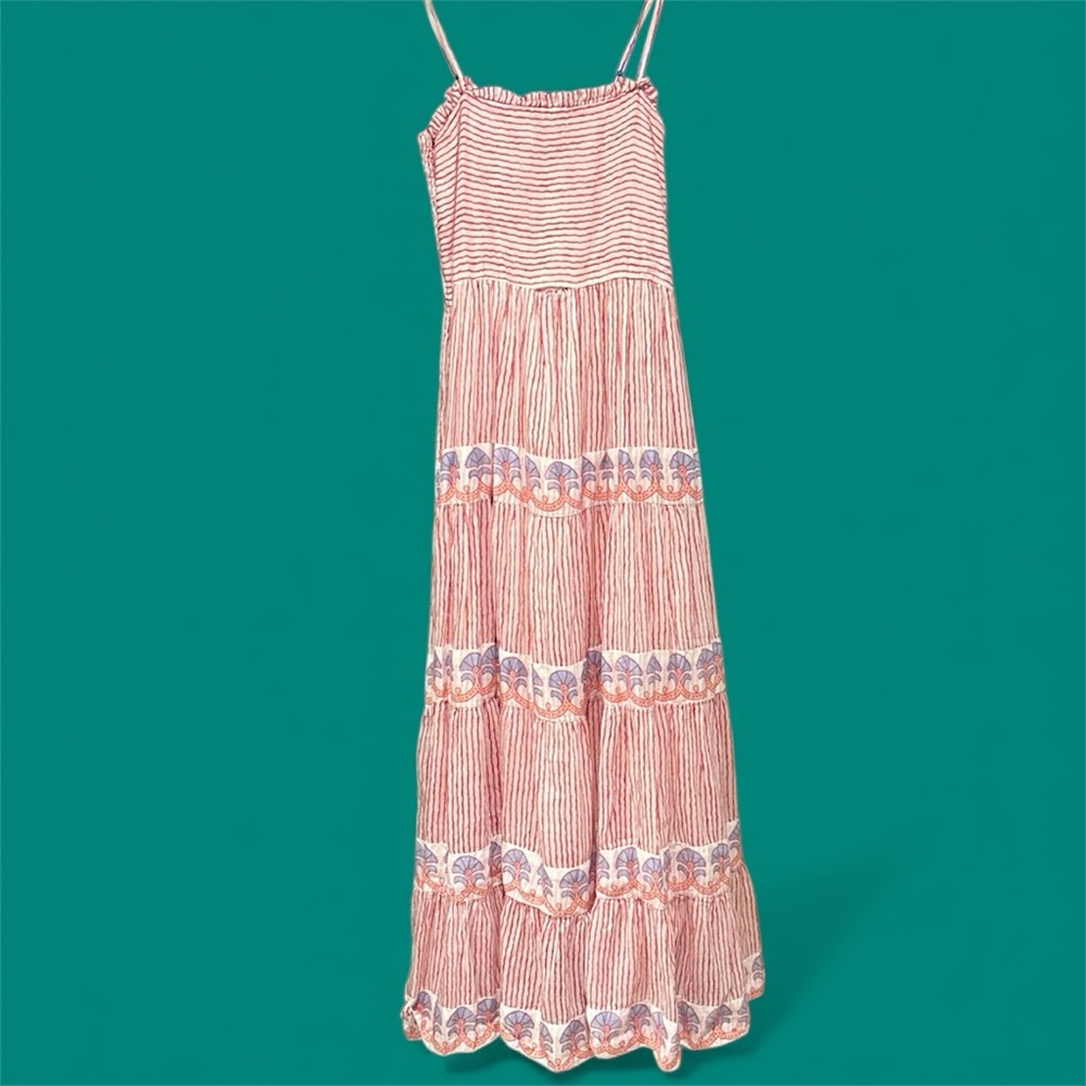 Oliphant Red and White Patterned Maxi Dress